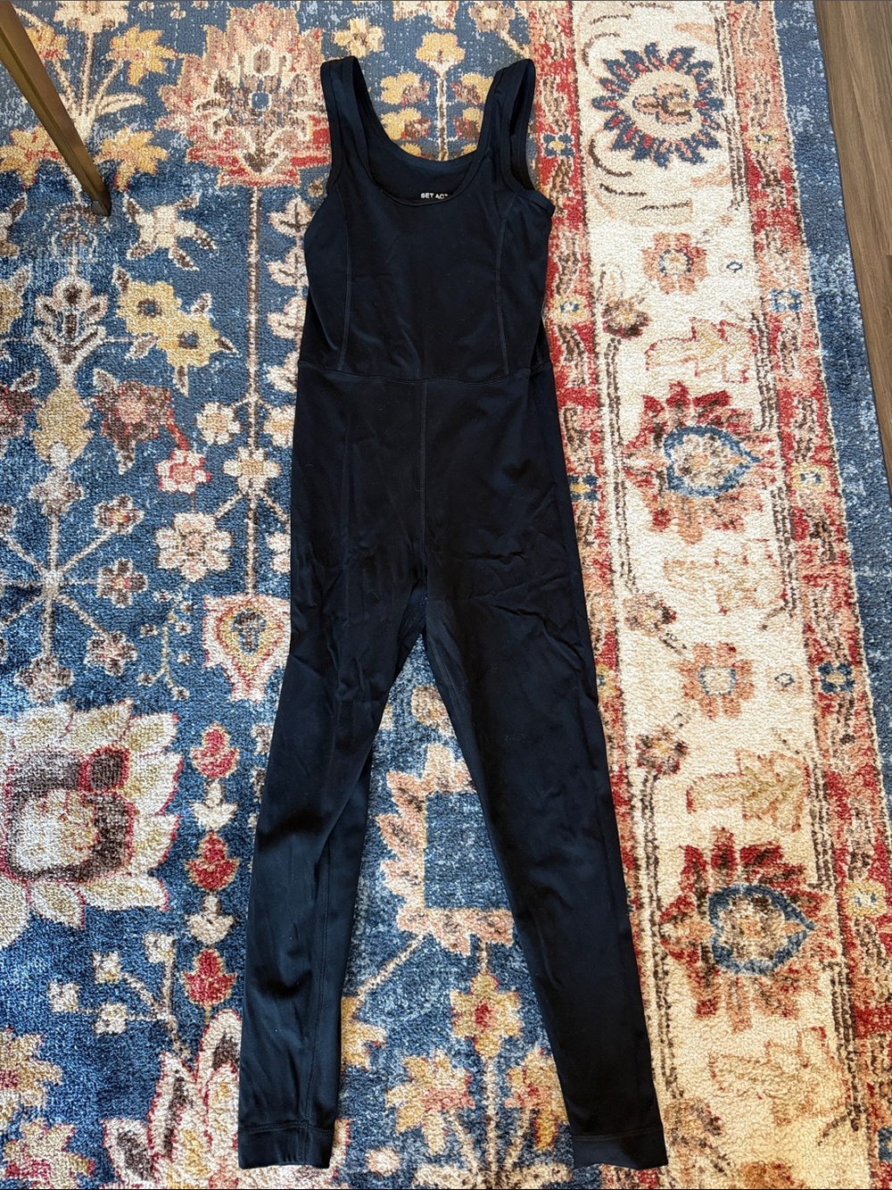 SET Active Black Scoop-Neck One-Piece Jumpsuit
